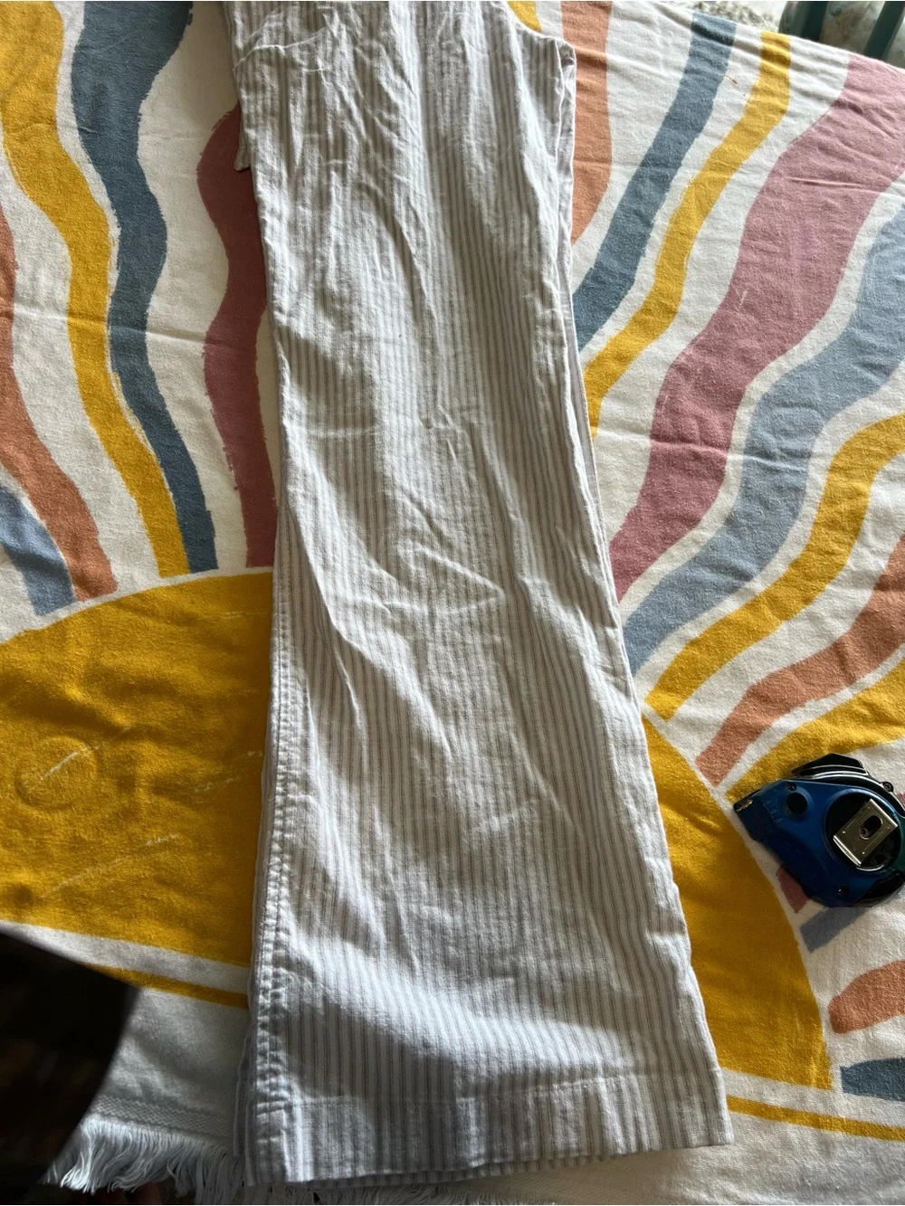 Banana Republic Striped Linen Blend Pants - Cream & Taupe 426.5